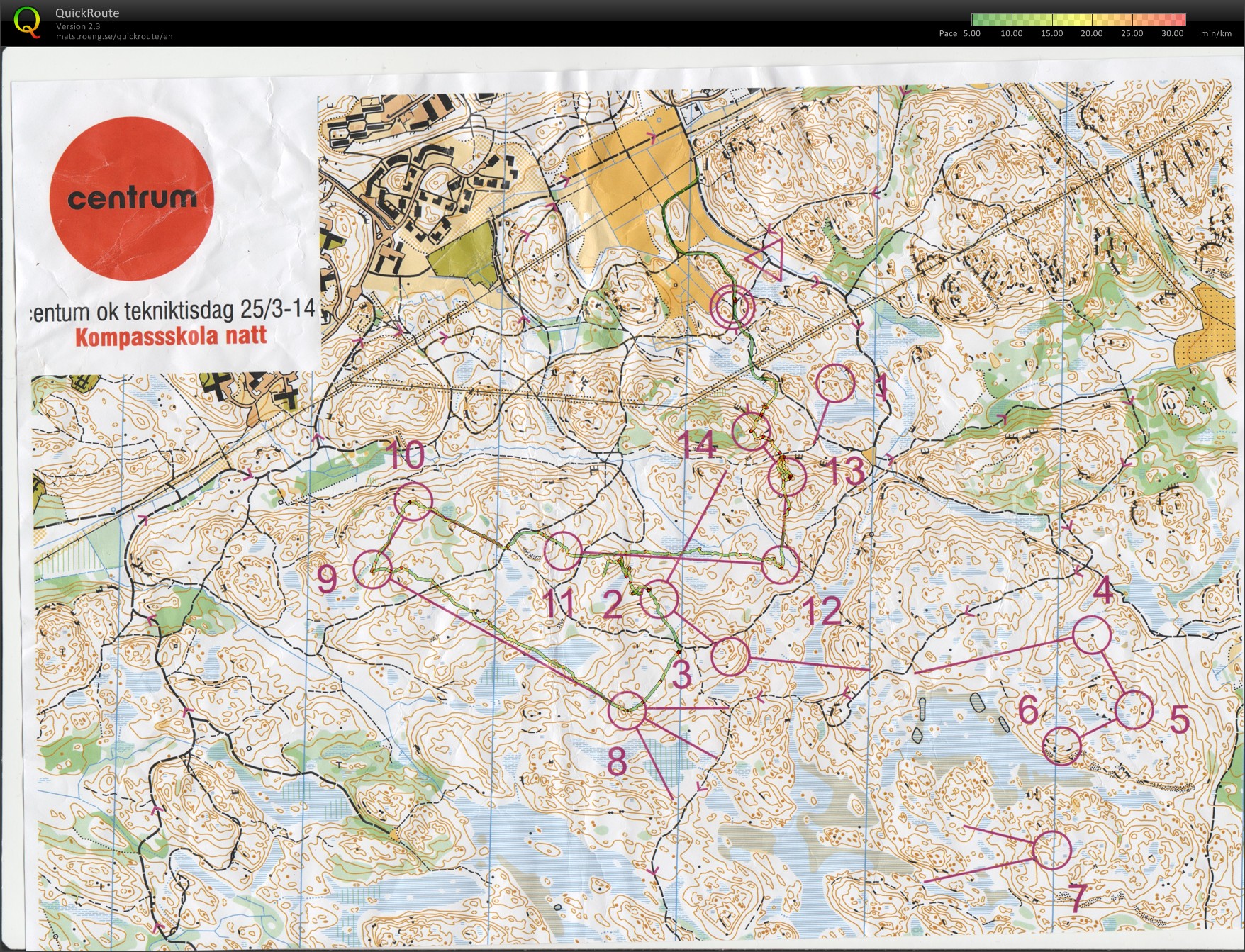 Centrumnatttisdag, kompassskola (2014-03-25)